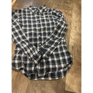 Ralph Lauren Polo Navy Green White Plaid Button-Down Shirt Slim Fit